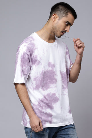 Men's Premium Multicolor Oversized Pink White Tie Dye Tee shirt