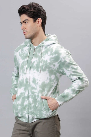 Regular Fit Olive Tie & Dye Premium Trendy Hoodie For Men