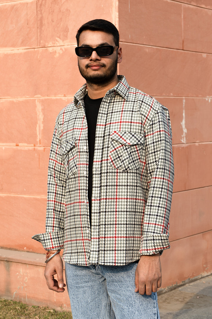 Oversized Flannel Shirt For Men (Grey)