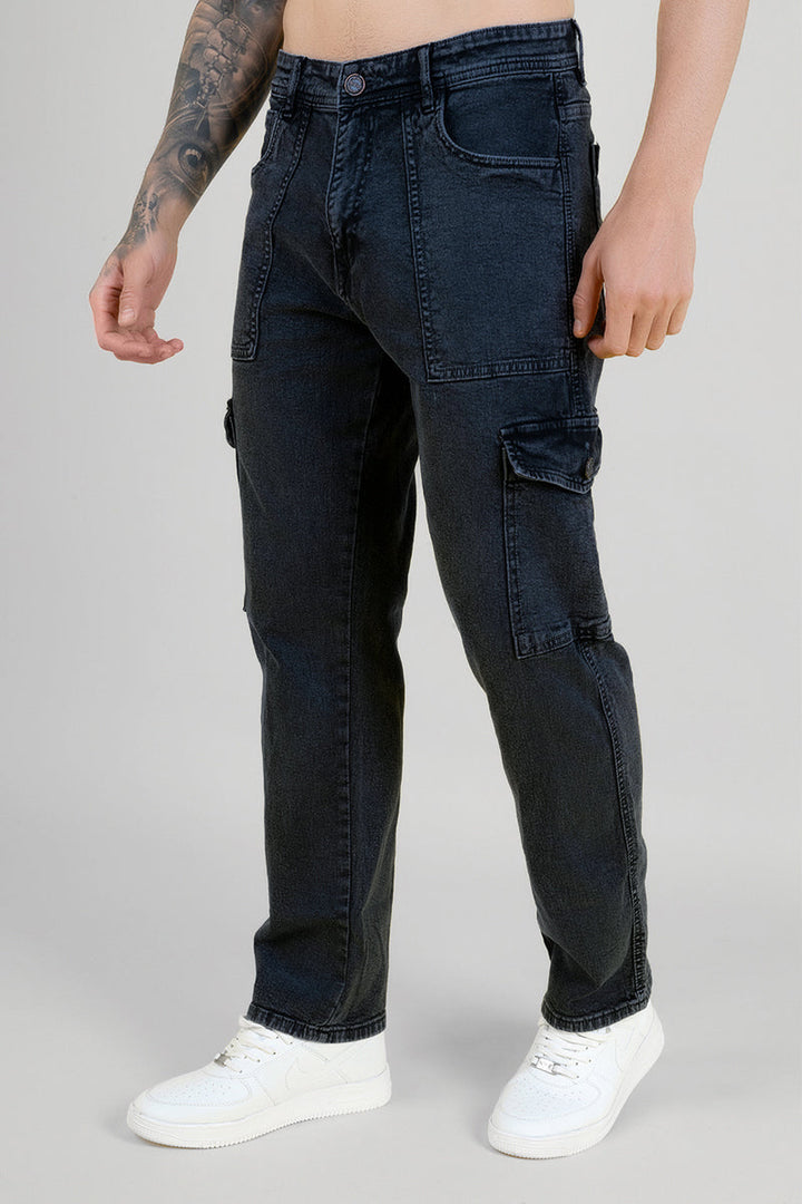 Men's Regular Fit Acru Denim Cargo - Grey Black