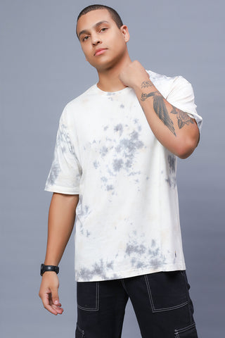 Tie dye Grey Color Oversized T Shirt for Men