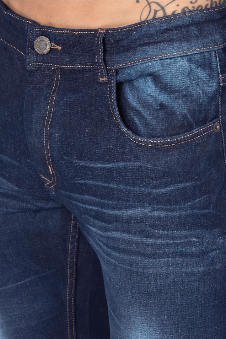 Slim Fit Shady Dark Blue Stretchable Denim Jeans For Men - Peplos Jeans 