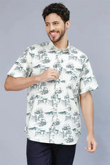 Men's Grey Multi Color Trendy Style Printed Casual Shirt