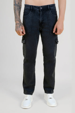 Men's Regular Fit Acru Denim Cargo - Grey Black