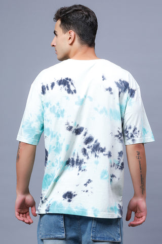 Green, Black & White Multi color Tie Dye Oversized Tee Shirt for Men