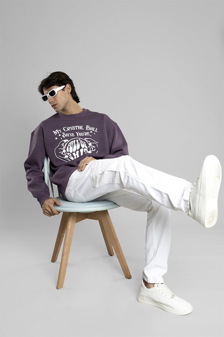 Oversized Printed Sweatshirt For Men (Purple)