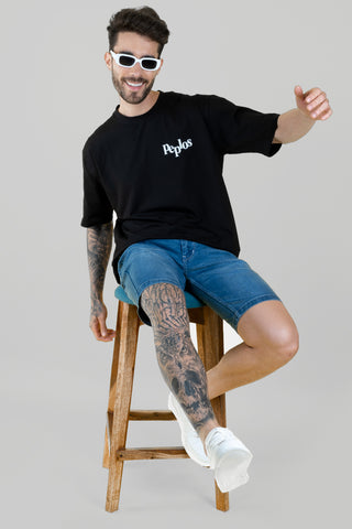 Men's Black Oversized T-Shirt - Printed Tee