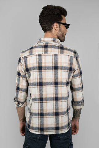 Men's Full Sleeve Shirt with Brown Check Pattern