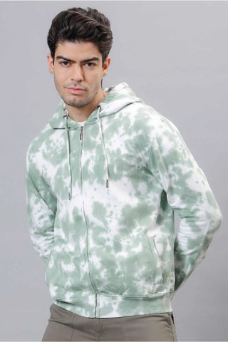 Regular Fit Olive Tie & Dye Premium Trendy Hoodie For Men