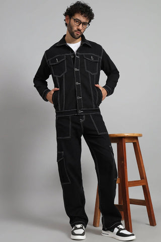 Black Color Denim Jacket for Men