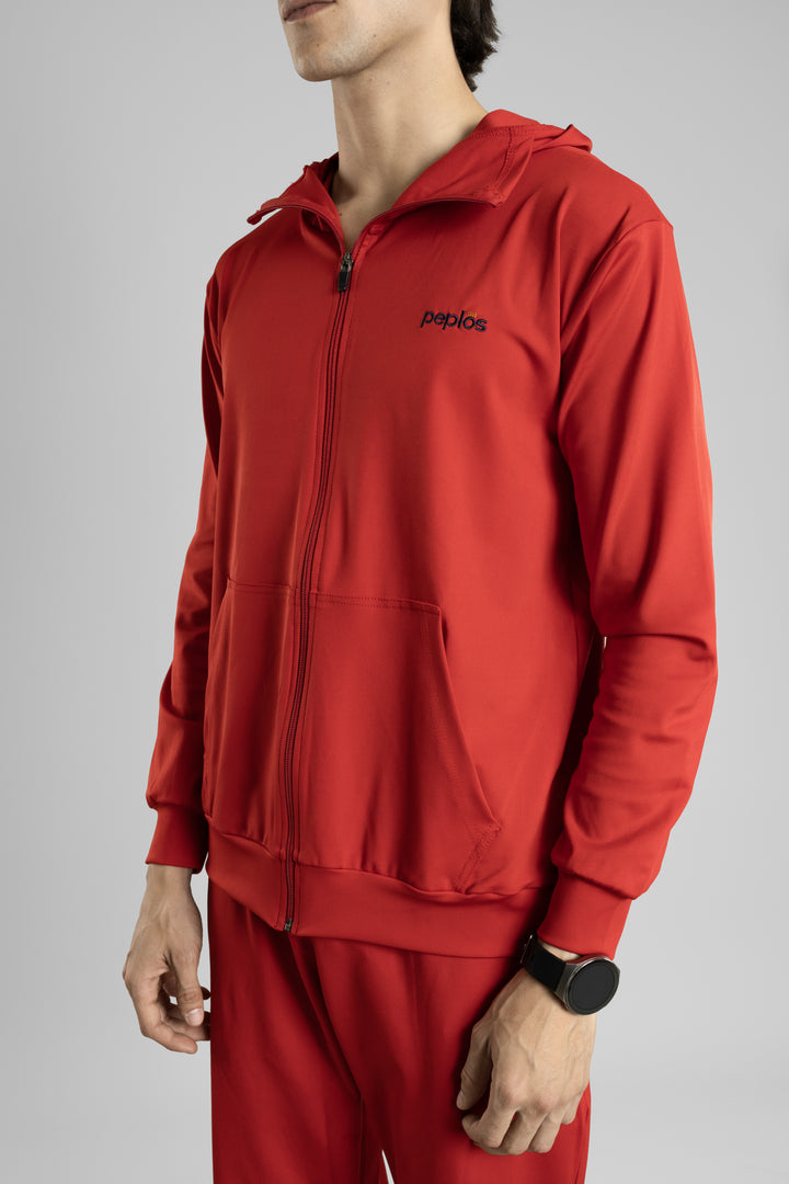 Regular Fit Stretchable Tracksuit (Red)