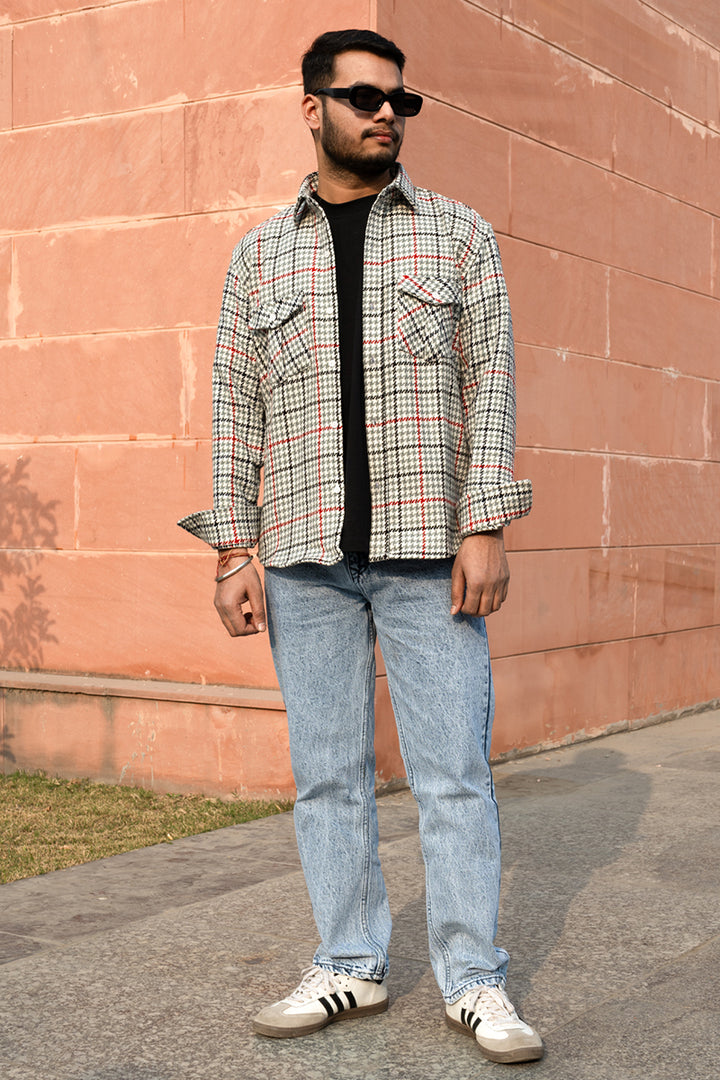 Oversized Flannel Shirt For Men (Grey)