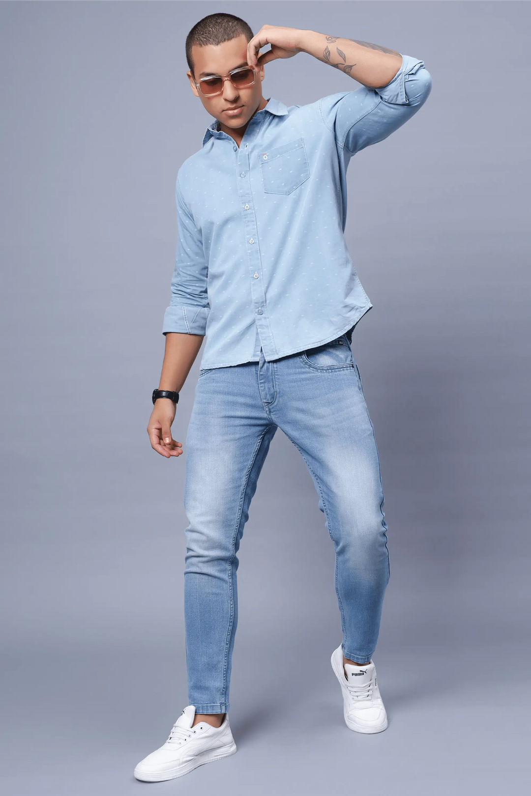 Ice blue 2025 jeans shirt