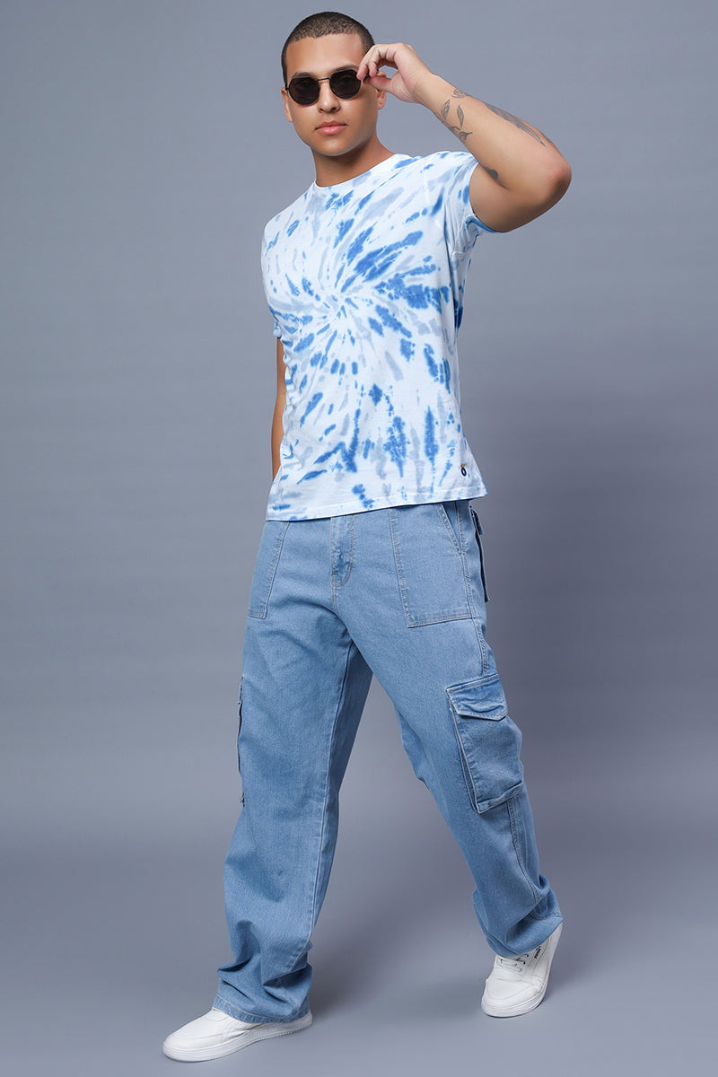 Men's Multi Color Pure Cotton Tie & Dye T-shirt - Peplos Jeans 