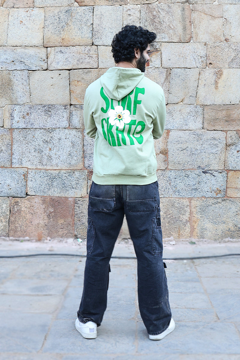 Oversized Fit Printed Hoodie For Men (Green)