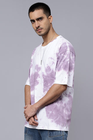 Men's Premium Multicolor Oversized Pink White Tie Dye Tee shirt