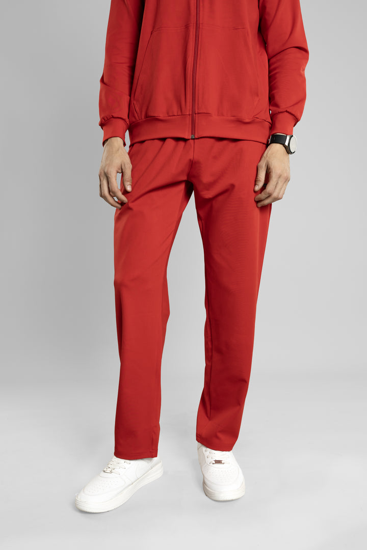 Regular Fit Stretchable Tracksuit (Red)