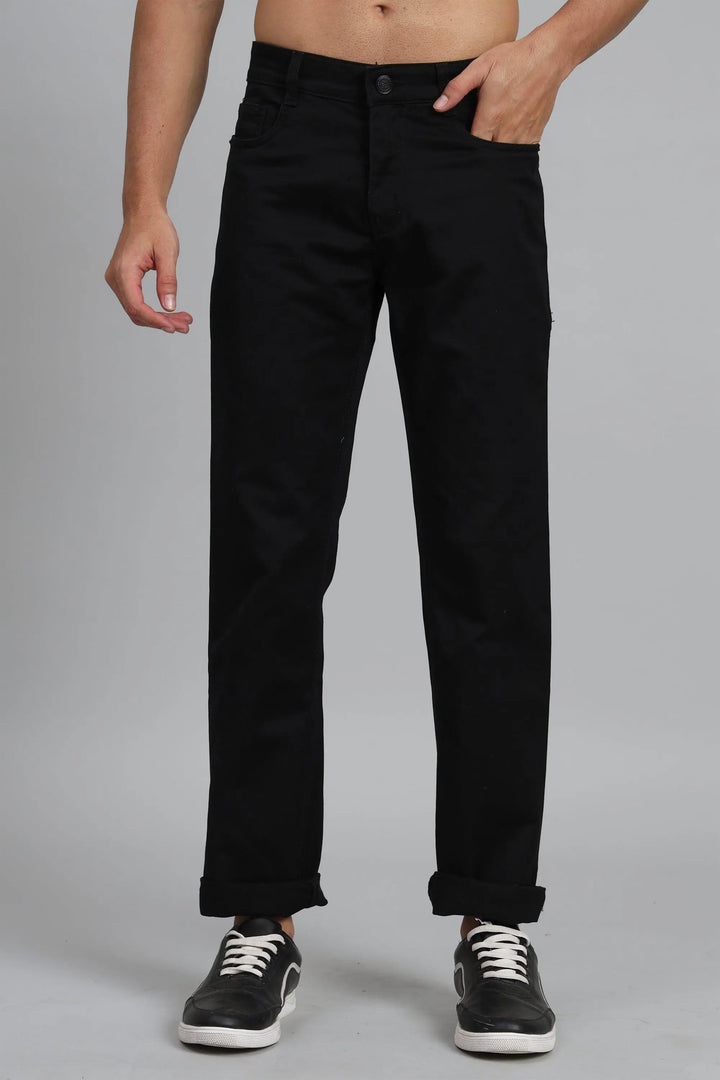 Relaxed Fit Dobby Black Premium Fabric Denim Jeans For Men