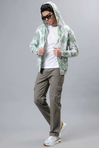 Regular Fit Olive Tie & Dye Premium Trendy Hoodie For Men