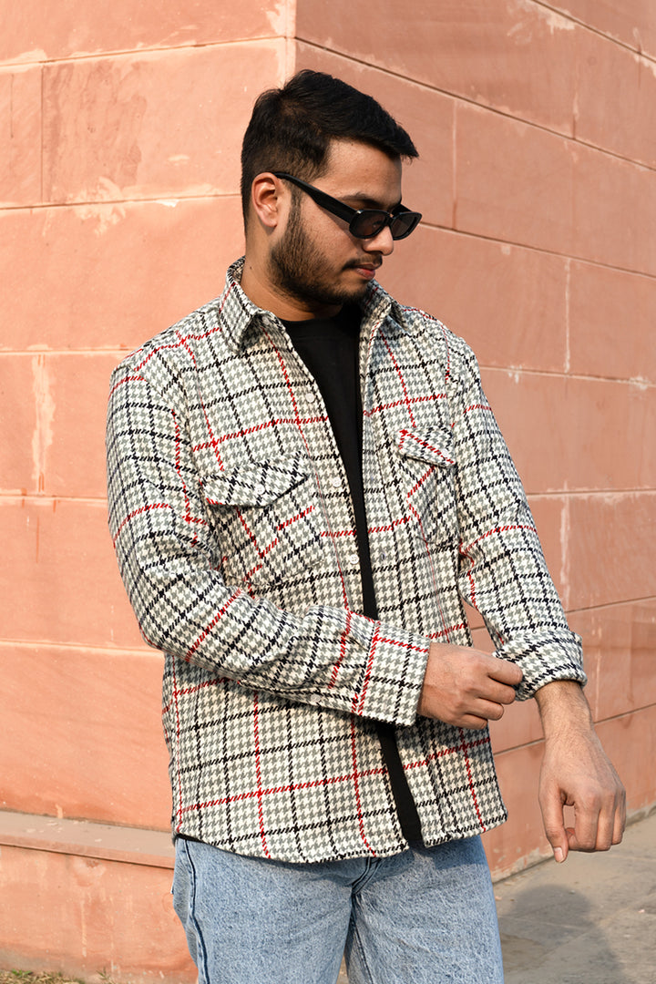 Oversized Flannel Shirt For Men (Grey)