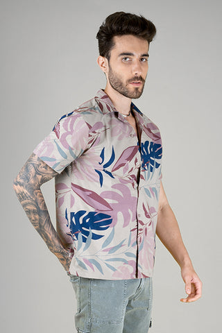 Pink Funky Tropical Print Shirt for Men