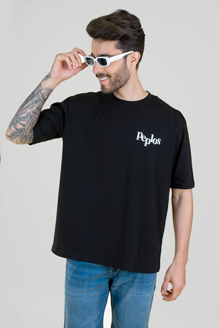 Men's Black Oversized T-Shirt - Printed Tee