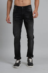 Slim Tapered Fit Grey Black Stretchable Premium Denim Jeans