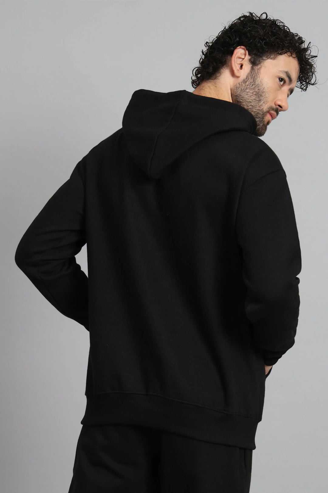 Regular Fit Printed Premium Black Hoodie For Men