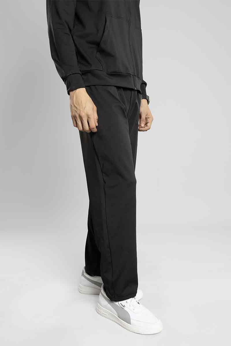 Regular Fit Stretchable Tracksuit (Black)