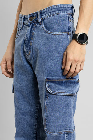 Baggy Fit Cargo Pants for Men (Dark Blue)