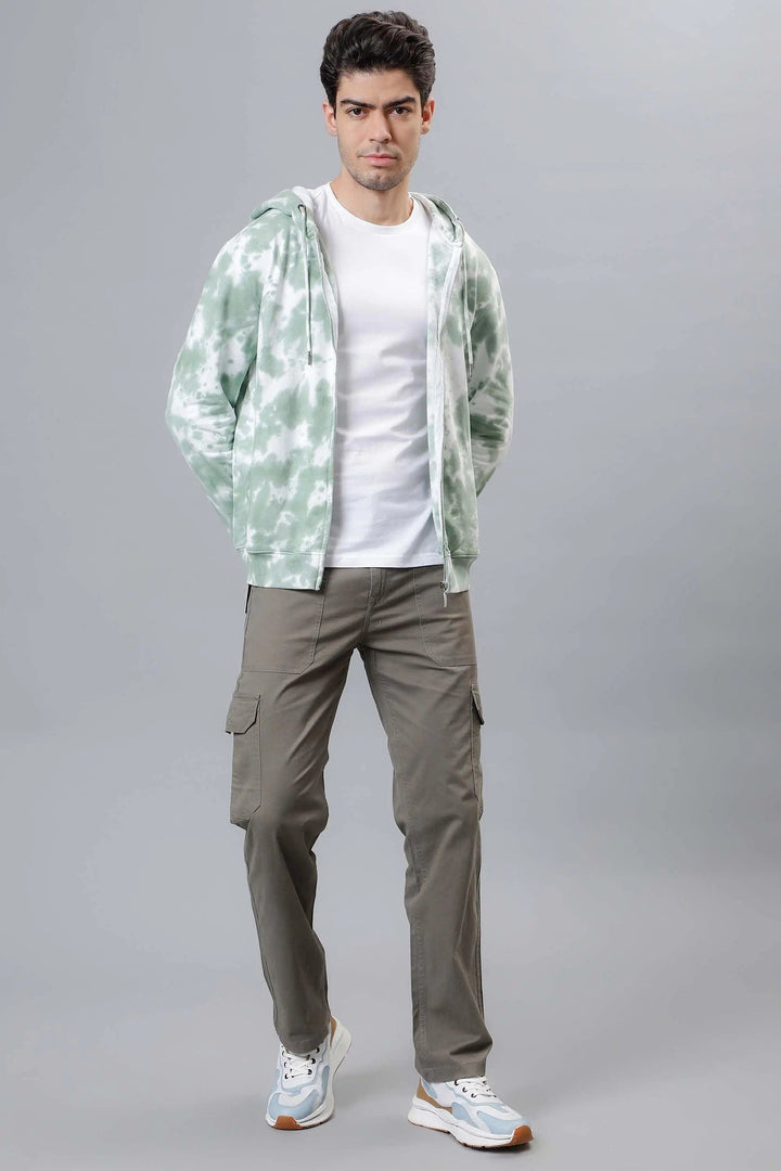 Regular Fit Olive Tie & Dye Premium Trendy Hoodie For Men - Peplos Jeans 