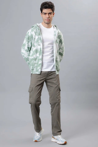 Regular Fit Olive Tie & Dye Premium Trendy Hoodie For Men