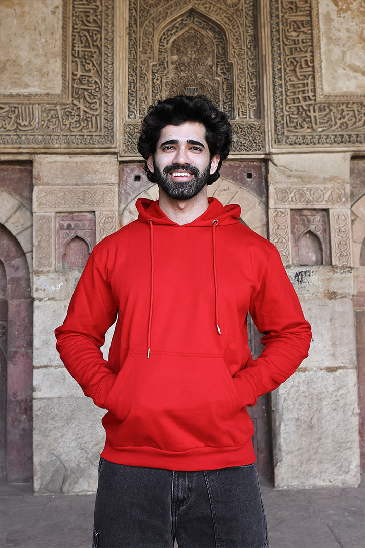 Oversized Fit Printed Hoodie For Men (Red)