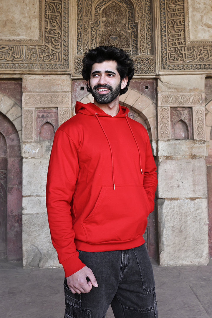 Oversized Fit Printed Hoodie For Men (Red)