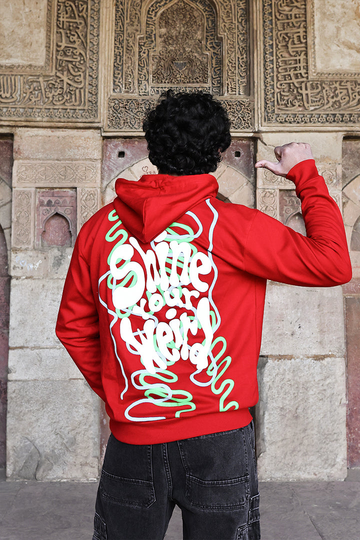 Oversized Fit Printed Hoodie For Men (Red)