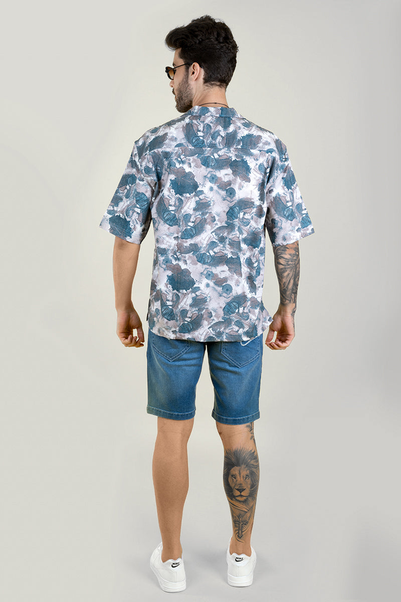 Cuban Collar Oversized Casual Printed Shirt