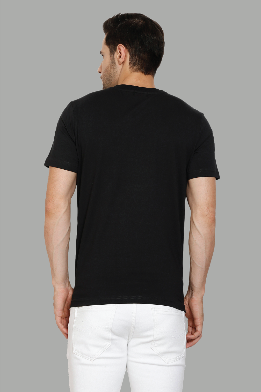 Regular Fit Cotton Black Printed Round Neck Men's T-Shirt - Peplos Jeans 