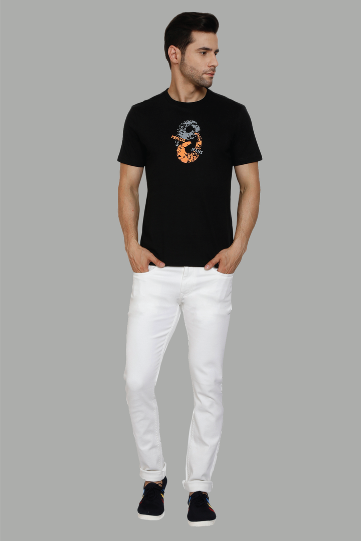 Men's Regular Fit Cotton Printed Round Neck T-Shirt - Peplos Jeans 