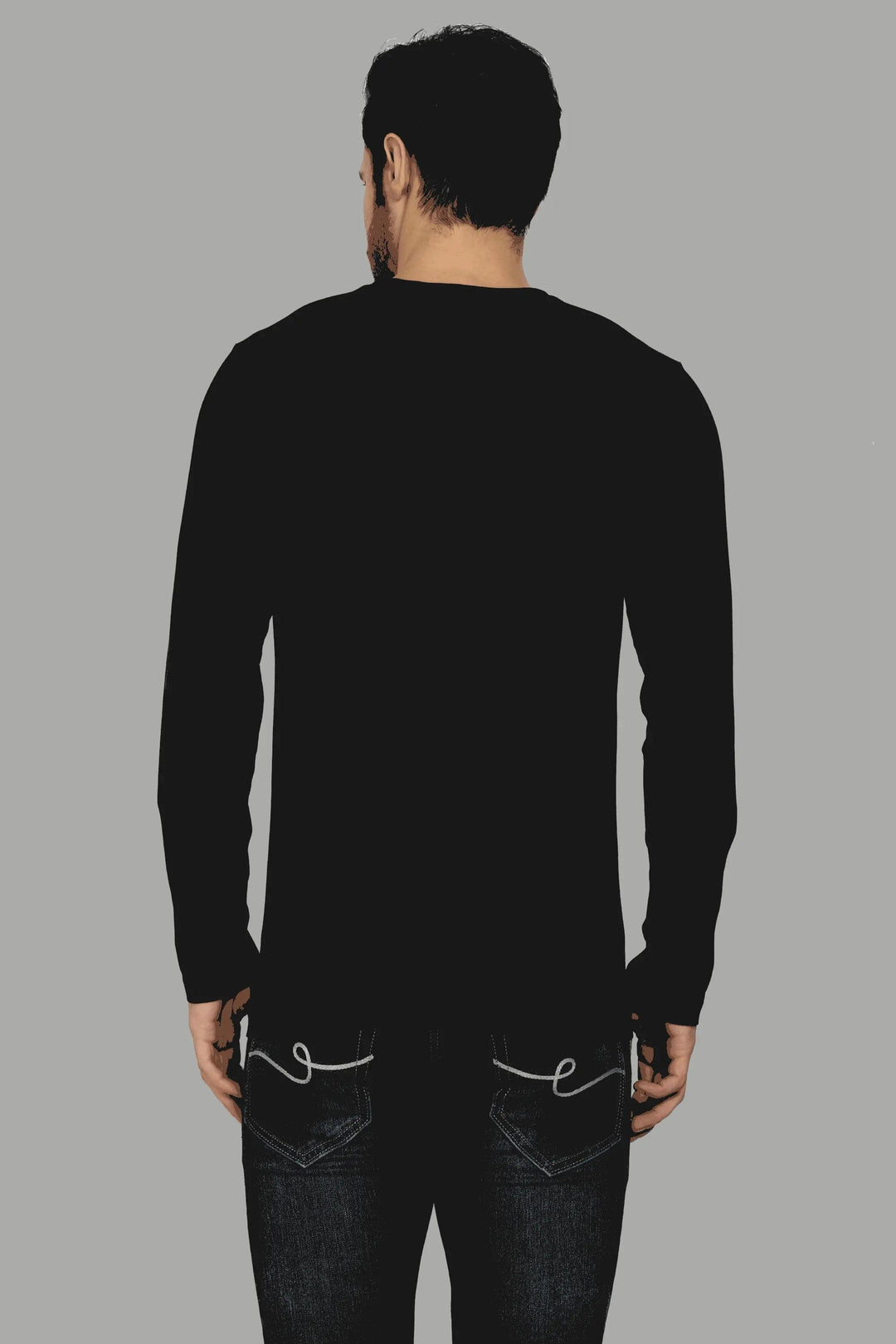 Full Sleeve Black Round Neck T-Shirt For Men - Peplos Jeans 