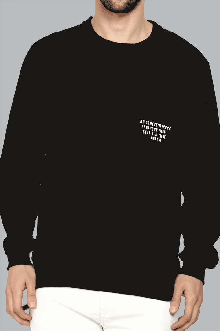 Round Neck Black Full Sleeve Premium Sweatshirt for Men - Peplos Jeans 