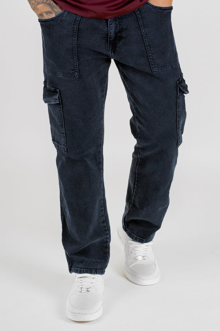 Men's Regular Fit Acru Denim Cargo - Grey Black