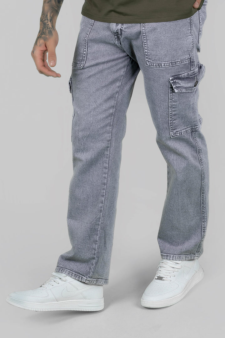 Men's Regular Fit Acru Denim Cargo - Grey