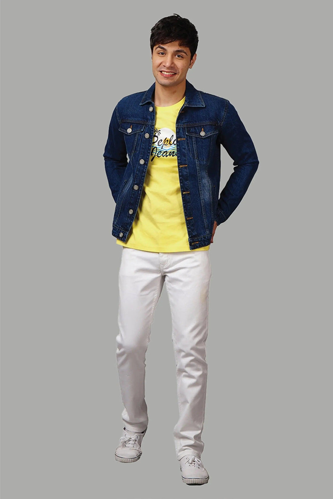 Regular Fit Dark Blue Premium Denim Jacket for Men - Peplos Jeans 