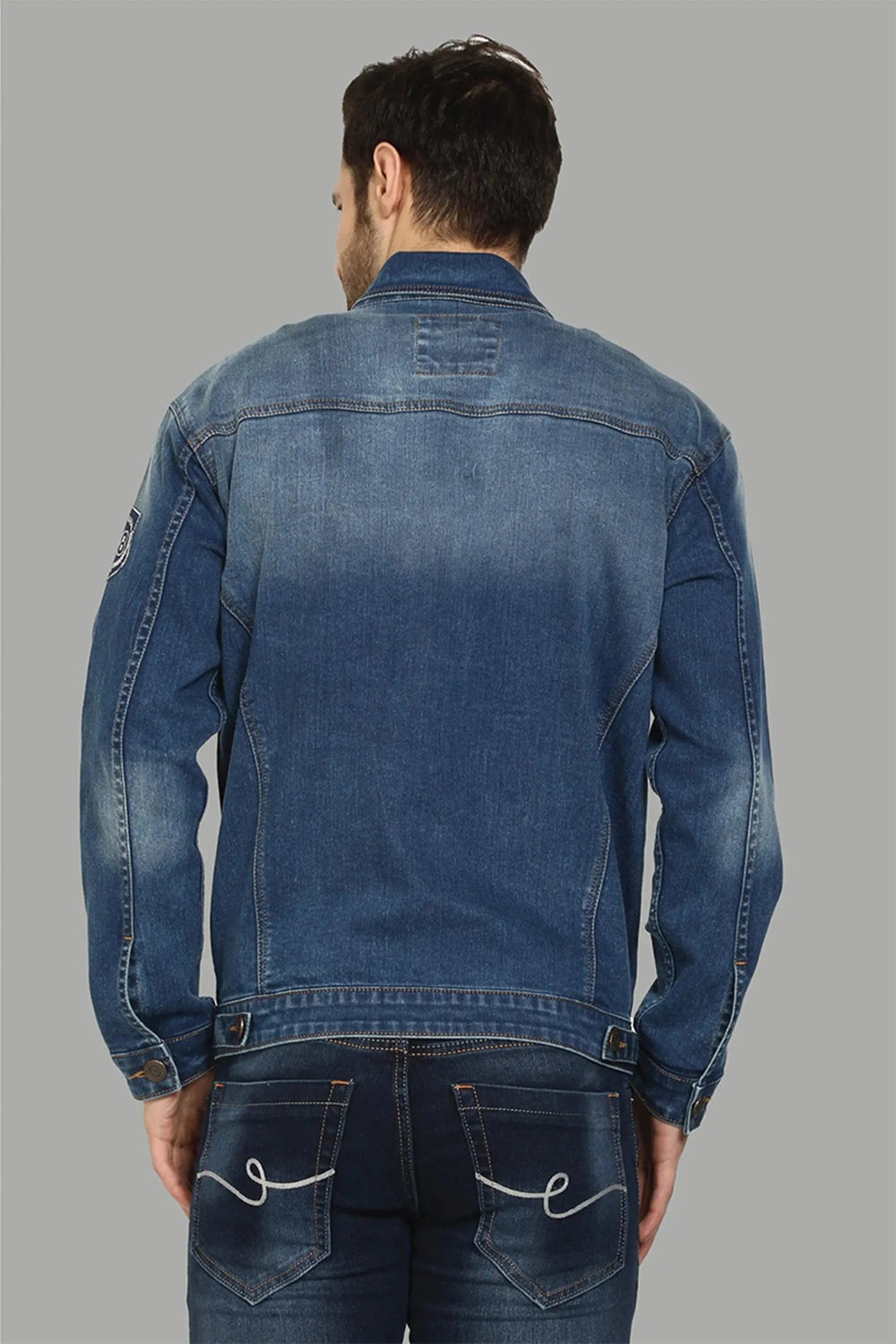 Regular Fit Dark Blue Denim Jacket for Men - Peplos Jeans 