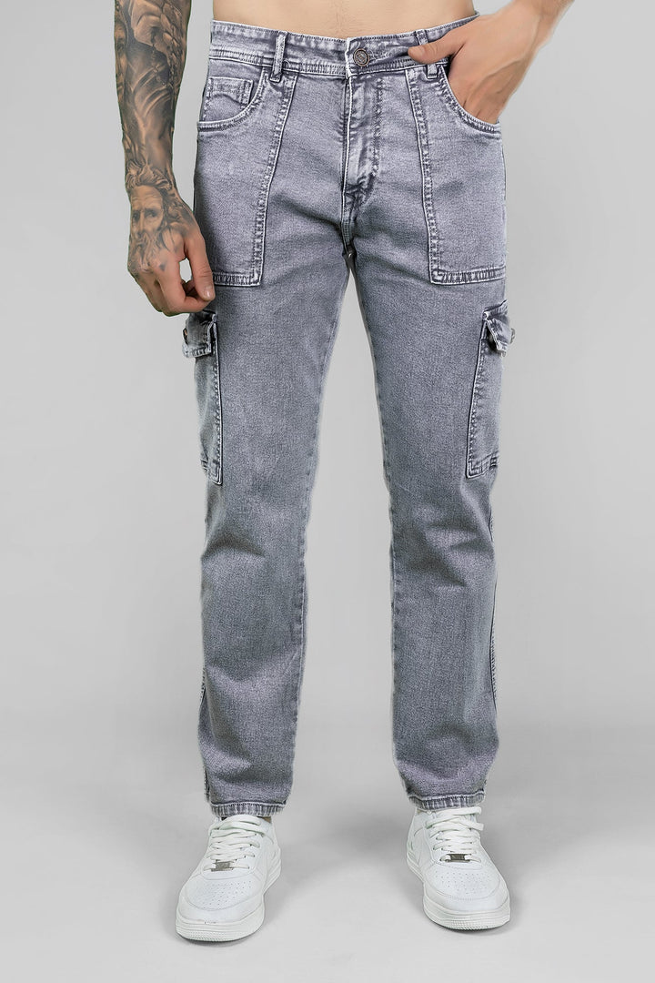 Men's Regular Fit Acru Denim Cargo - Grey