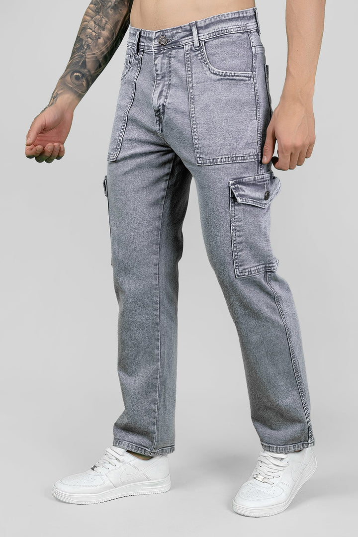 Men's Regular Fit Acru Denim Cargo - Grey