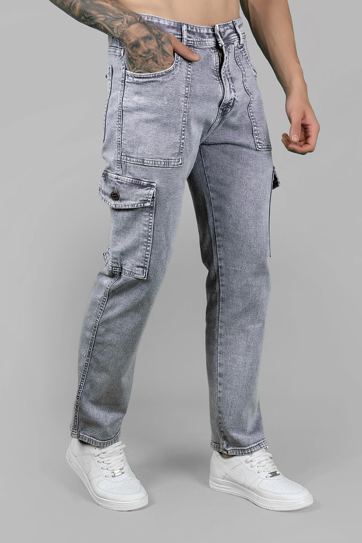 Men's Regular Fit Acru Denim Cargo - Grey