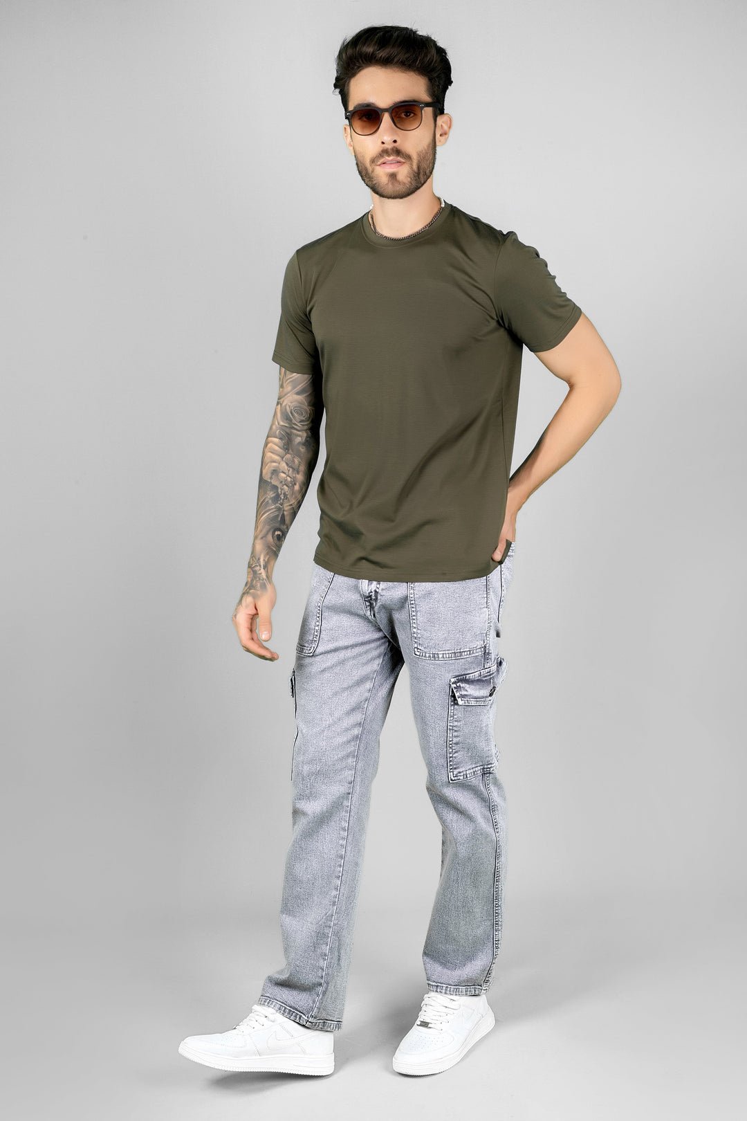 Men's Regular Fit Acru Denim Cargo - Grey