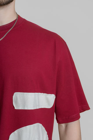 Men's Oversized Maroon T-Shirt - Patched