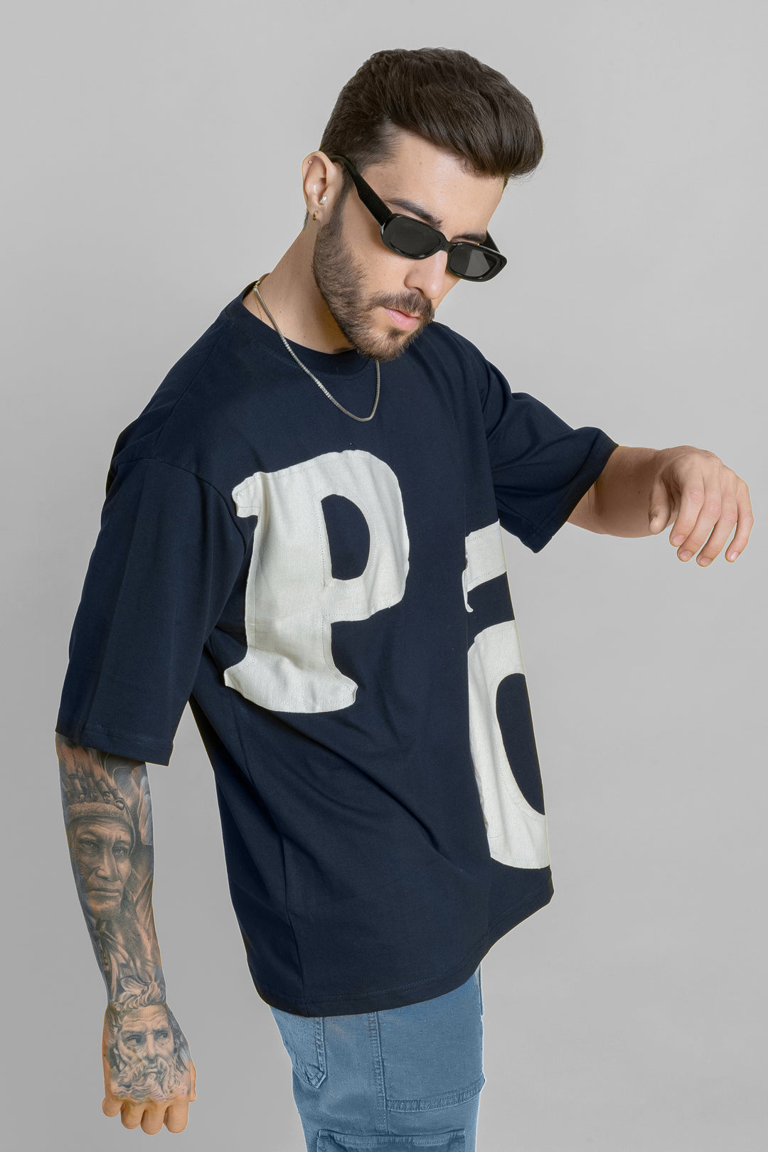 Men's Oversized Navy Blue T-Shirt